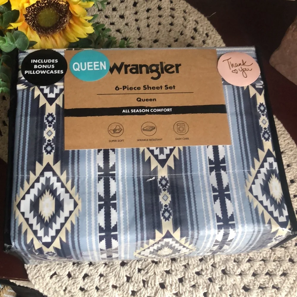 Wrangler QUEEN 6-Piece Sheet Set – Aztec Blue